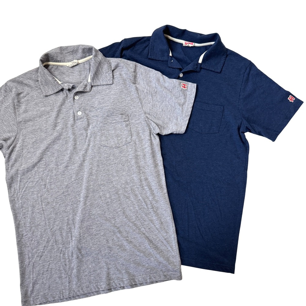 Men's Homage Go-To Short Sleeve Pocket Polo Shirts‎ Navy Blue Heather Gray Small